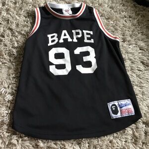 Bape Black Jersey Tank with White Numbers and Red Trim